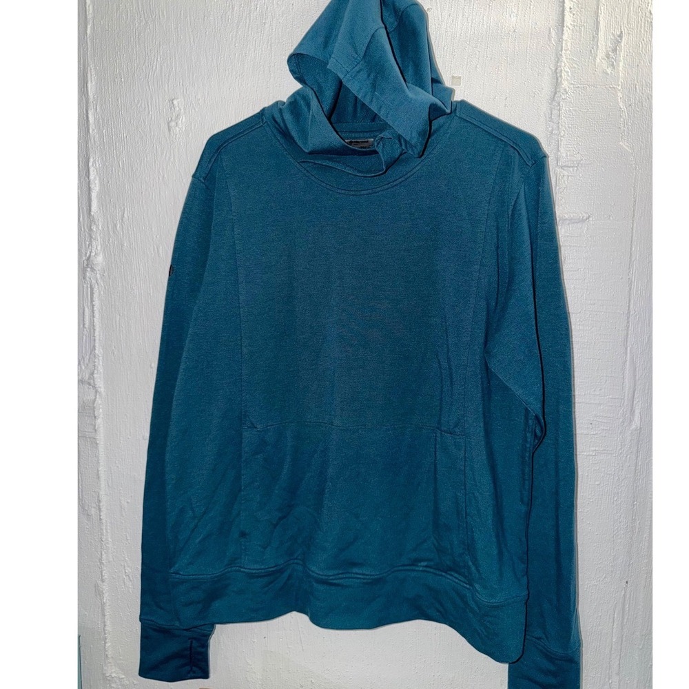 Marmot Womens Teal Blue Pullover Hoodie Thumbhole Kangaroo Pocket XL
